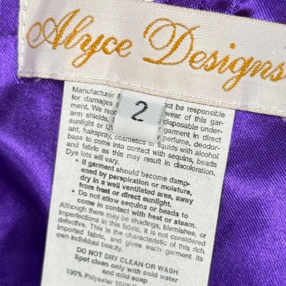 Alyce Designs Strapless Blue Purple Sweetheart Sequin Prom Formal Dress sz 2 - Picture 16 of 16